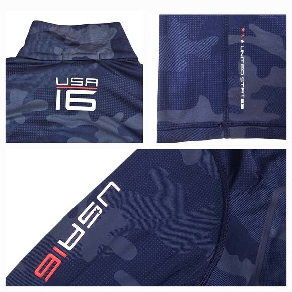 RLX Ralph Lauren Shirt Mens Medium Blue Camo US Ryder Cup Team Pullover 2016 - Picture 9 of 16